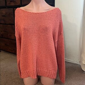 #121 Sean Collection Off-the-Shoulder Coral Sweater